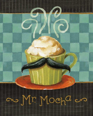 Cafe Moustache V White Modern Wood Framed Art Print with Double Matting by Audit, Lisa