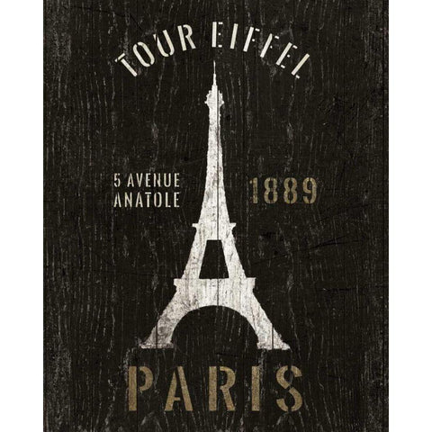 Refurbished Eiffel Tower Black Modern Wood Framed Art Print with Double Matting by Wild Apple Portfolio