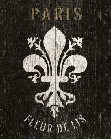 Refurbished Fleur de Lis Black Ornate Wood Framed Art Print with Double Matting by Wild Apple Portfolio