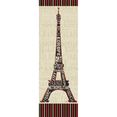 Paris City Words I Border White Modern Wood Framed Art Print by Pela Studio