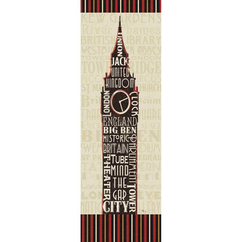 London City Words II Border Gold Ornate Wood Framed Art Print with Double Matting by Pela Studio