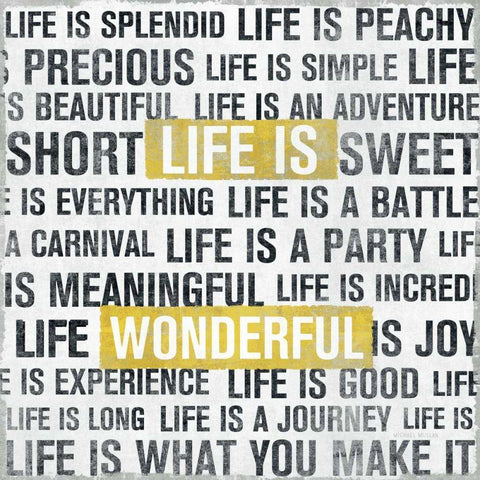 Life Is Yellow White Modern Wood Framed Art Print by Mullan, Michael