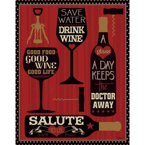 Wine Words II Gold Ornate Wood Framed Art Print with Double Matting by Pela Studio