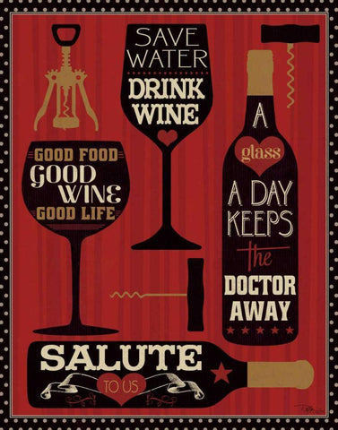 Wine Words II Black Ornate Wood Framed Art Print with Double Matting by Pela Studio