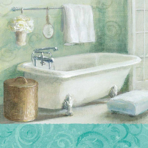 Refresh Bath Border I White Modern Wood Framed Art Print with Double Matting by Nai, Danhui