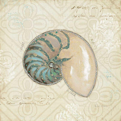 Beach Treasures III Gold Ornate Wood Framed Art Print with Double Matting by Adams, Emily