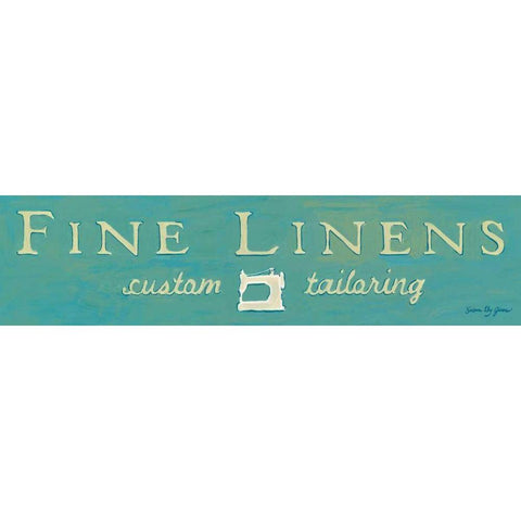 Fine Linens Turquoise White Modern Wood Framed Art Print by Glass, Susan Eby