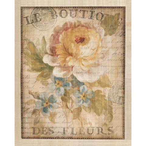 Parisian Flowers I Gold Ornate Wood Framed Art Print with Double Matting by Nai, Danhui