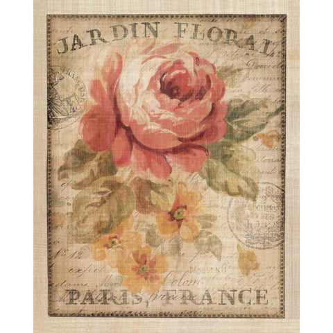 Parisian Flowers II Gold Ornate Wood Framed Art Print with Double Matting by Nai, Danhui