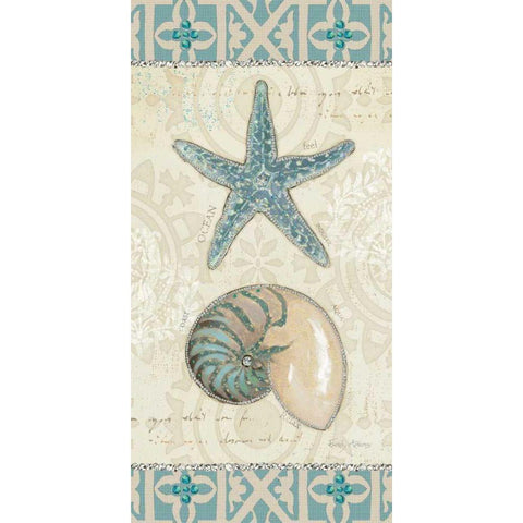 Beach Treasures I Black Modern Wood Framed Art Print with Double Matting by Adams, Emily