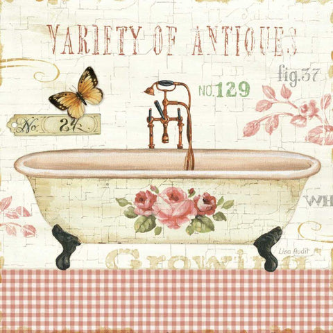 Rose Garden III Sq no Border Black Ornate Wood Framed Art Print with Double Matting by Audit, Lisa