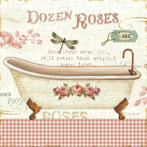 Rose Garden IV Sq no Border Gold Ornate Wood Framed Art Print with Double Matting by Audit, Lisa