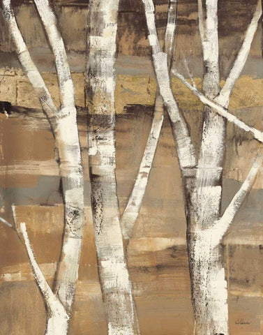 Wandering Through the Birches I Black Ornate Wood Framed Art Print with Double Matting by Hristova, Albena