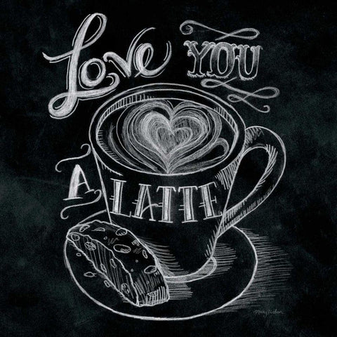 Love You a Latte  No Border Gold Ornate Wood Framed Art Print with Double Matting by Urban, Mary
