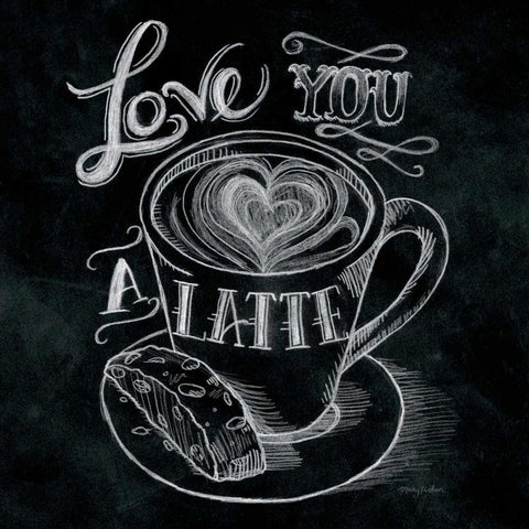 Love You a Latte  No Border White Modern Wood Framed Art Print with Double Matting by Urban, Mary