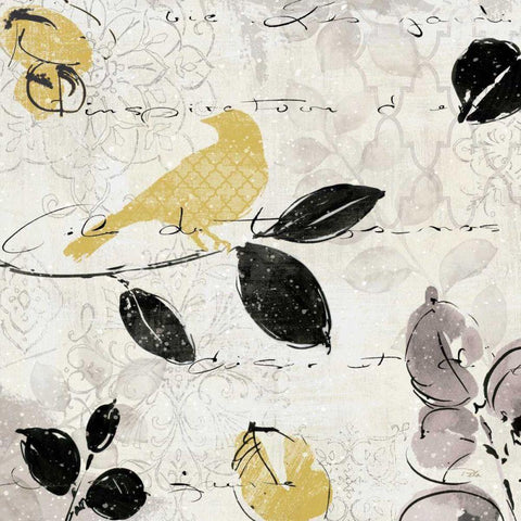 Plume and Motif I Black Modern Wood Framed Art Print with Double Matting by ERR, Pela