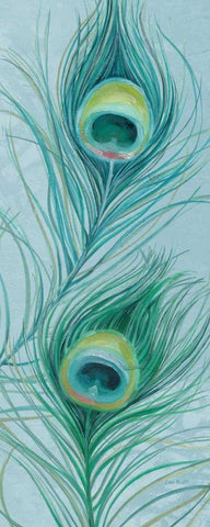 Blue Feathered Peacock V Black Ornate Wood Framed Art Print with Double Matting by Audit, Lisa