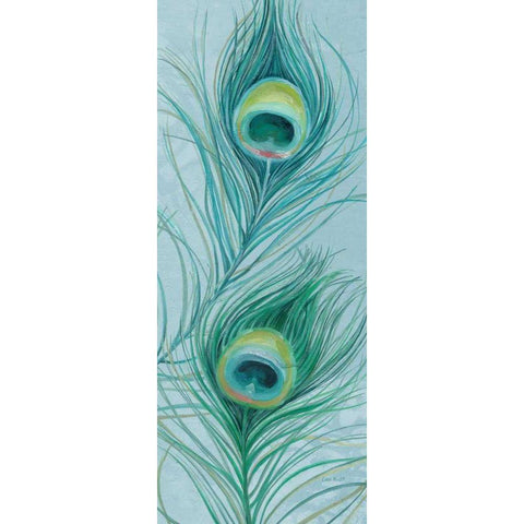 Blue Feathered Peacock V Gold Ornate Wood Framed Art Print with Double Matting by Audit, Lisa