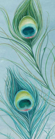 Blue Feathered Peacock VI Black Ornate Wood Framed Art Print with Double Matting by Audit, Lisa