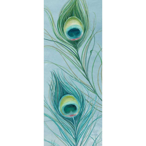 Blue Feathered Peacock VI Gold Ornate Wood Framed Art Print with Double Matting by Audit, Lisa