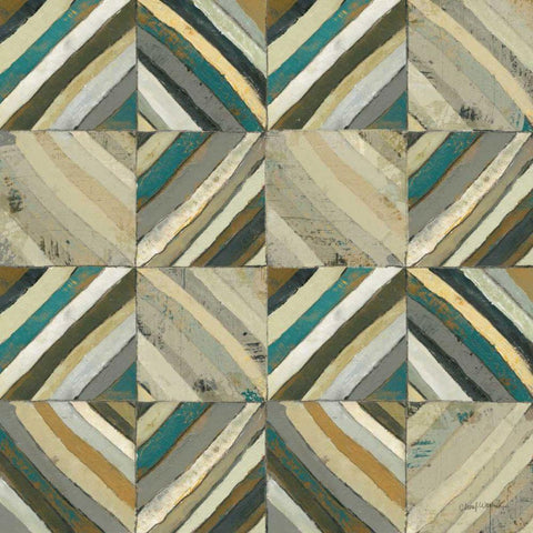 The Center I Abstract Turquoise White Modern Wood Framed Art Print with Double Matting by Warrick, Cheryl