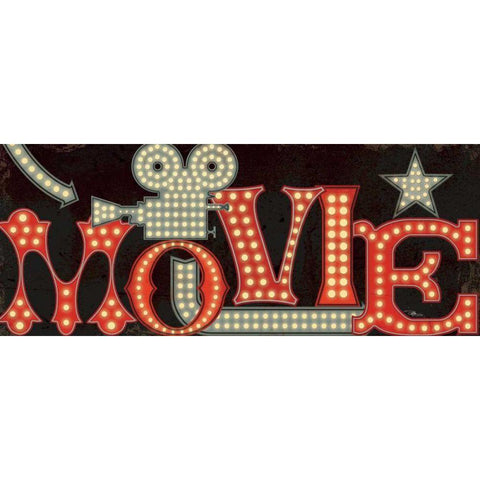 Movie Lights II Black Modern Wood Framed Art Print with Double Matting by Pela Studio