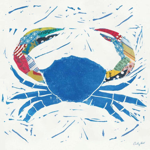 Sea Creature Crab Color White Modern Wood Framed Art Print with Double Matting by Prahl, Courtney