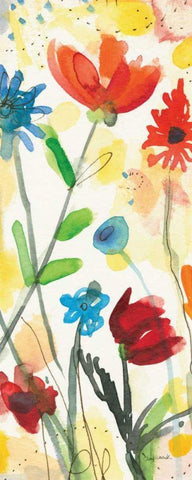 Sarahs Garden Panel I White Modern Wood Framed Art Print with Double Matting by Warrick, Cheryl