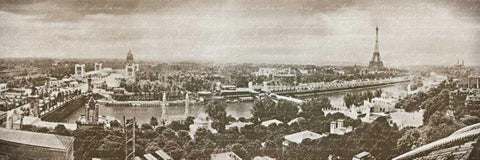 Paris Panorama White Modern Wood Framed Art Print with Double Matting by Wild Apple Portfolio