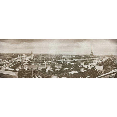 Paris Panorama Black Modern Wood Framed Art Print by Wild Apple Portfolio