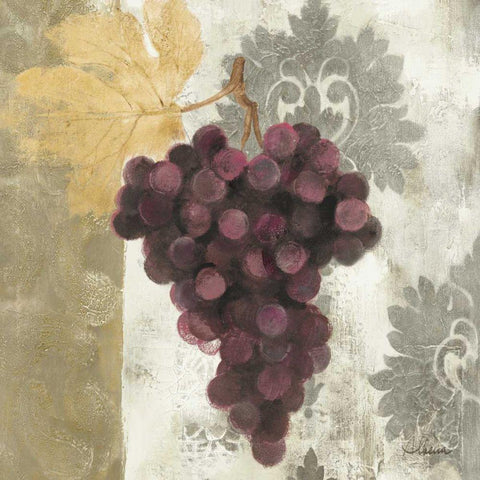 Acanthus and Paisley With Grapes  I Black Modern Wood Framed Art Print by Hristova, Albena