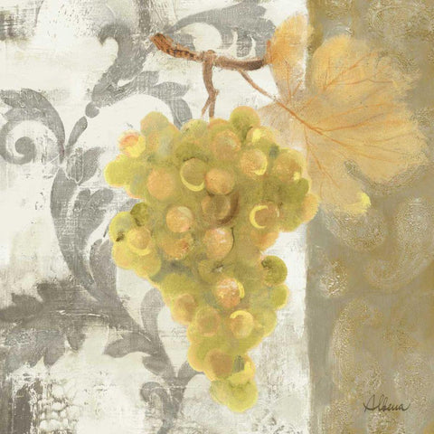 Acanthus and Paisley With Grapes II White Modern Wood Framed Art Print by Hristova, Albena