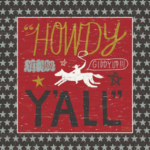 Southern Pride Howdy Yall Black Modern Wood Framed Art Print with Double Matting by Mullan, Michael