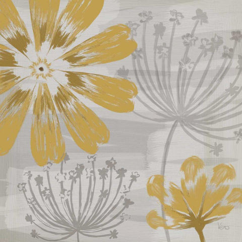 Flowers in the Wind I White Modern Wood Framed Art Print with Double Matting by Charron, Veronique