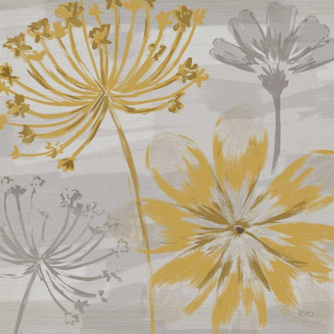 Flowers in the Wind II Gold Ornate Wood Framed Art Print with Double Matting by Charron, Veronique
