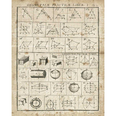 Geometric Chart I Black Modern Wood Framed Art Print with Double Matting by Wild Apple Portfolio