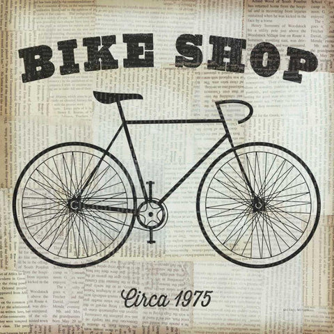 Bike Shop Black Ornate Wood Framed Art Print with Double Matting by Mullan, Michael