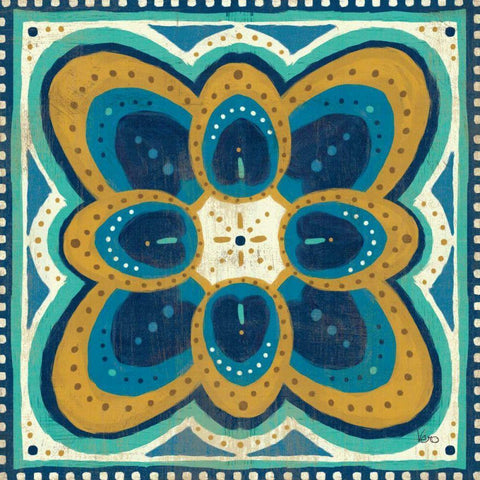 Proud as a Peacock Tile III White Modern Wood Framed Art Print by Charron, Veronique