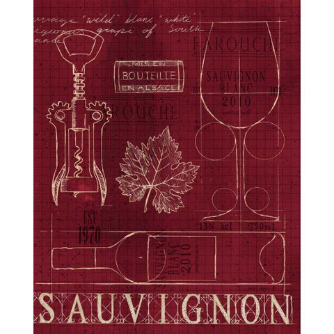 Wine Blueprint IV v2 Gold Ornate Wood Framed Art Print with Double Matting by Fabiano, Marco