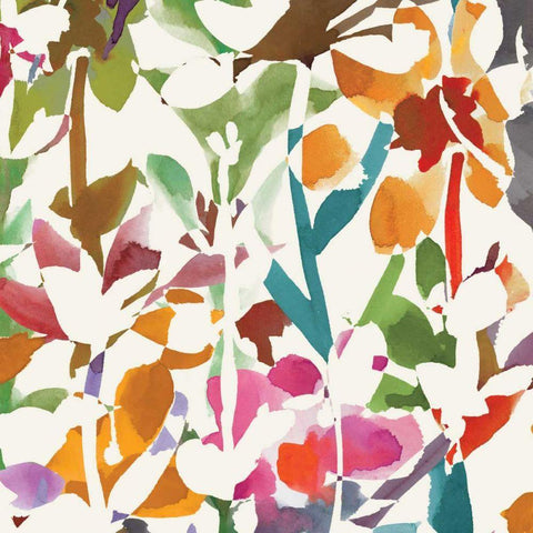 Pink Garden Square II White Gold Ornate Wood Framed Art Print with Double Matting by Wild Apple Portfolio