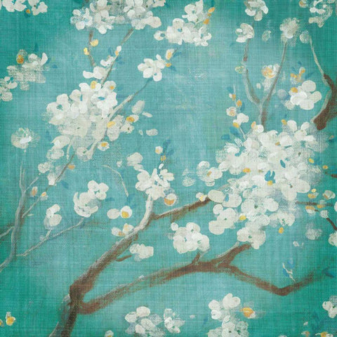 White Cherry Blossoms I Black Modern Wood Framed Art Print by Nai, Danhui