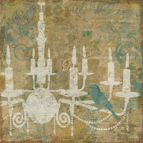 Faded Ornate I Aqua Black Ornate Wood Framed Art Print with Double Matting by Pela Studio