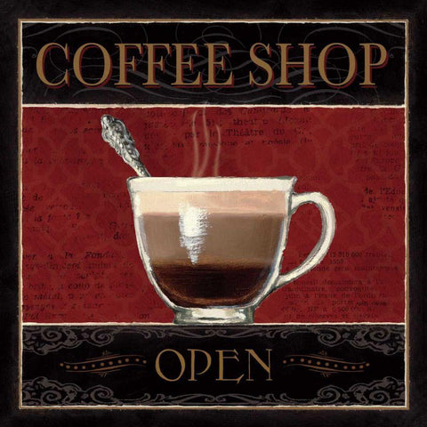 Coffee Shop I Black Modern Wood Framed Art Print with Double Matting by Fabiano, Marco