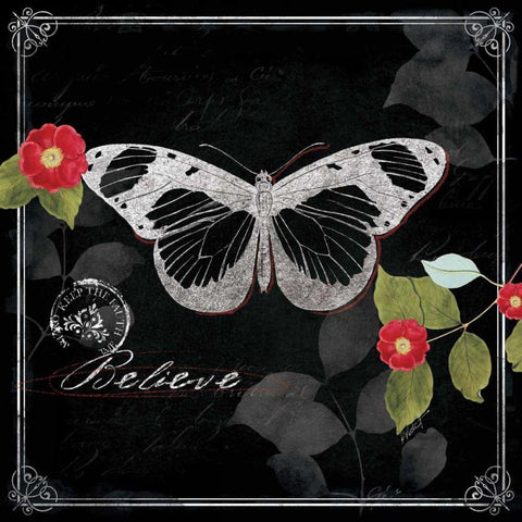 Chalkboard Wings II White Modern Wood Framed Art Print with Double Matting by Pertiet, Katie