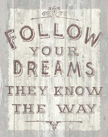 Follow Dreams Driftwood White Modern Wood Framed Art Print with Double Matting by Schlabach, Sue