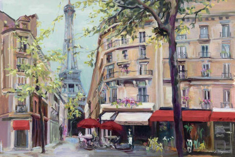 Springtime in Paris Black Ornate Wood Framed Art Print with Double Matting by Hageman, Marilyn