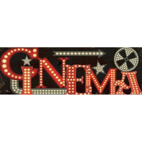 Movie Lights I Black Modern Wood Framed Art Print with Double Matting by Pela Studio