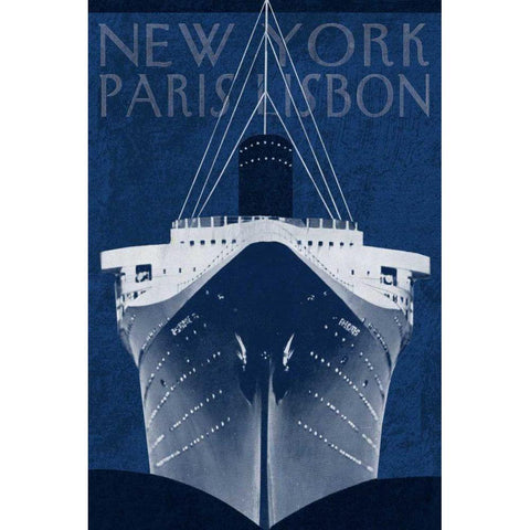 Passage Atlantique Blueprint White Modern Wood Framed Art Print by Wild Apple Portfolio