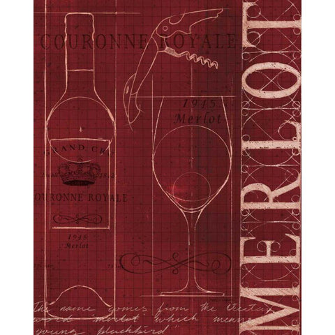 Wine Blueprint II White Modern Wood Framed Art Print by Fabiano, Marco