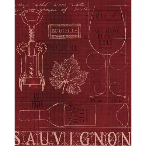 Wine Blueprint IV Black Modern Wood Framed Art Print with Double Matting by Fabiano, Marco